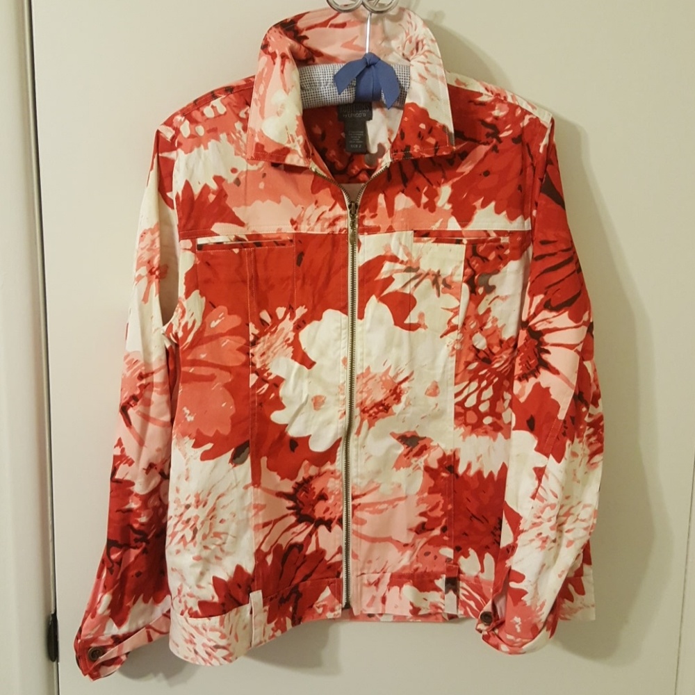 Chico's floral Jean jacket